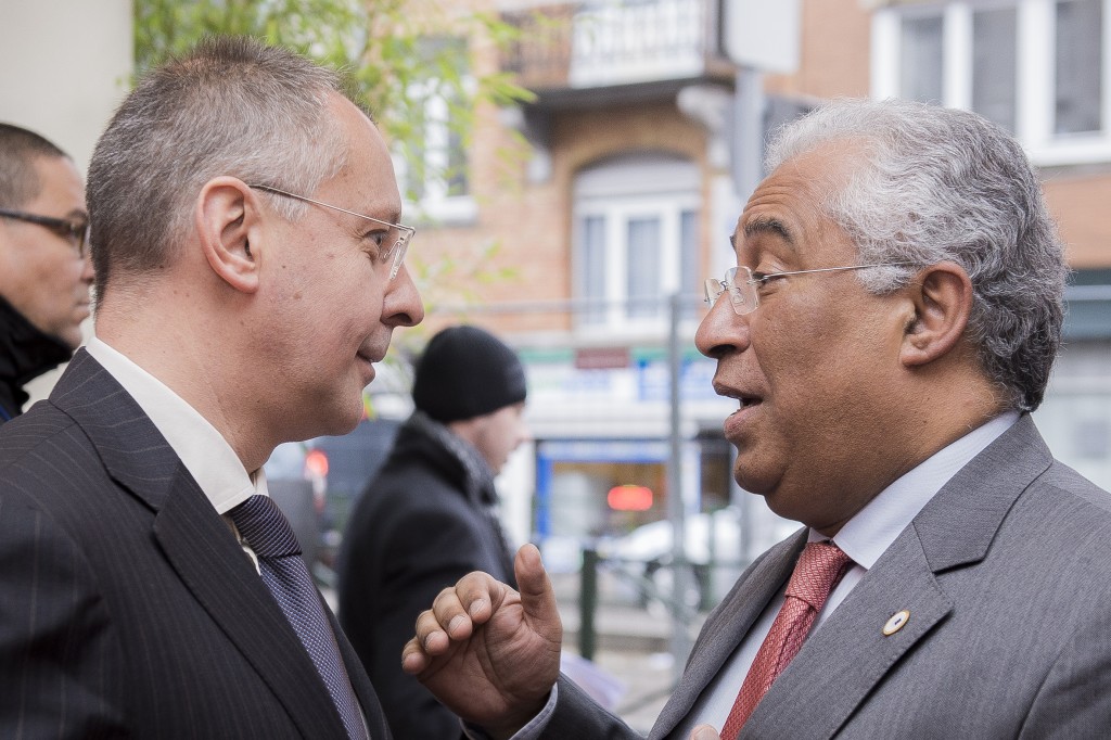 Brussels, Belgium 7 March 2016
PES pre-EU Council meeting.
Sergei Stanishev and Antonio Costa.
Photo: Party of European Socialists