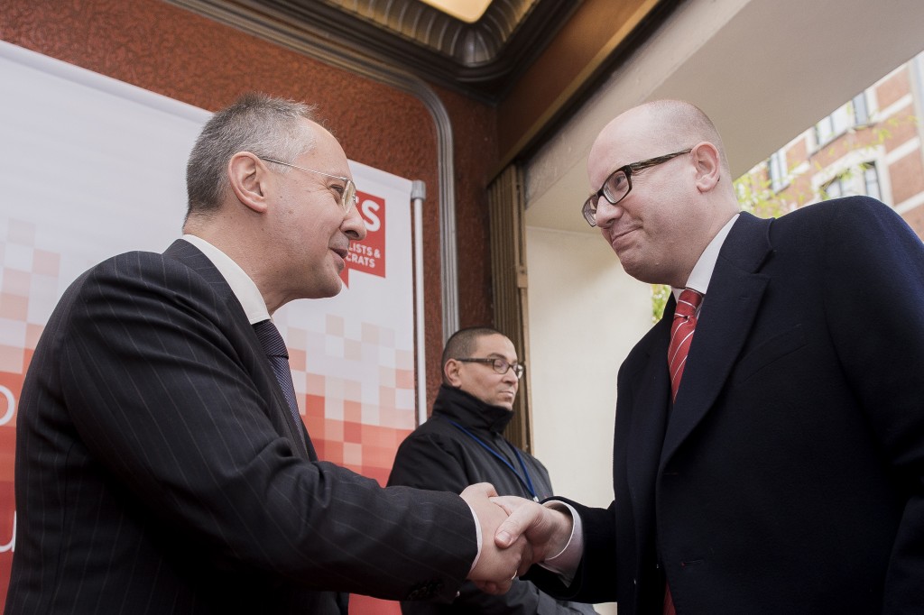 Brussels, Belgium 7 March 2016
PES pre-EU Council meeting.
Sergei Stanishev and Bohuslav Sobotka.
Photo: Party of European Socialists