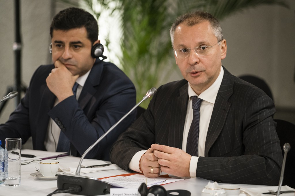 Brussels, Belgium 7 March 2016
PES pre-EUcouncil meeting. Selahattin Demirtass and Sergei Stanishev. Photo: Party of European Socialists
